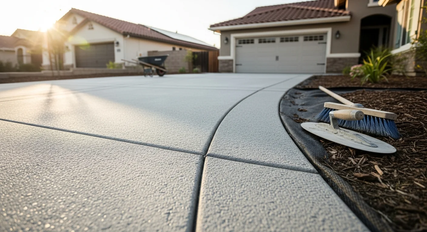 Finished concrete driveway and patio installation