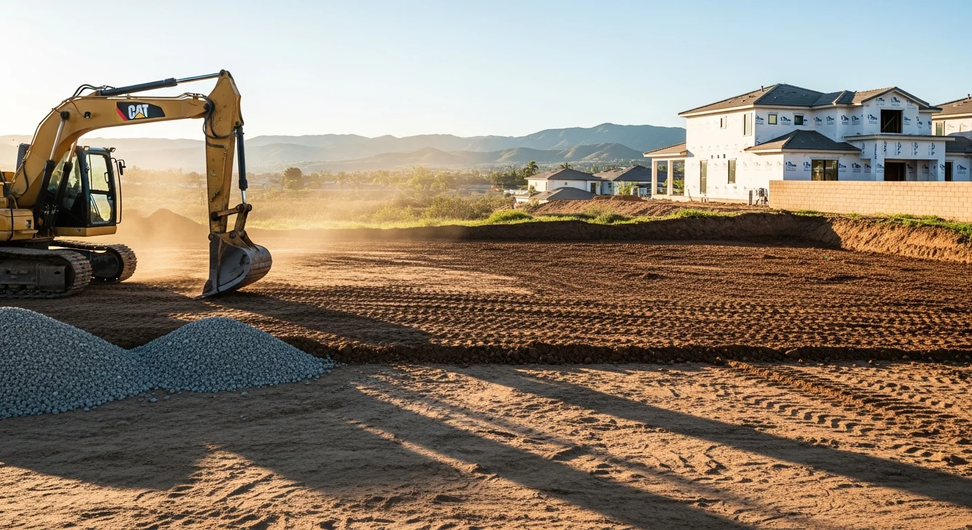 Excavation equipment preparing construction site