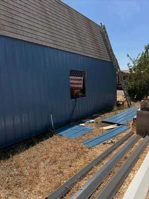 Metal building with steel ramp and gravel foundation in Temecula