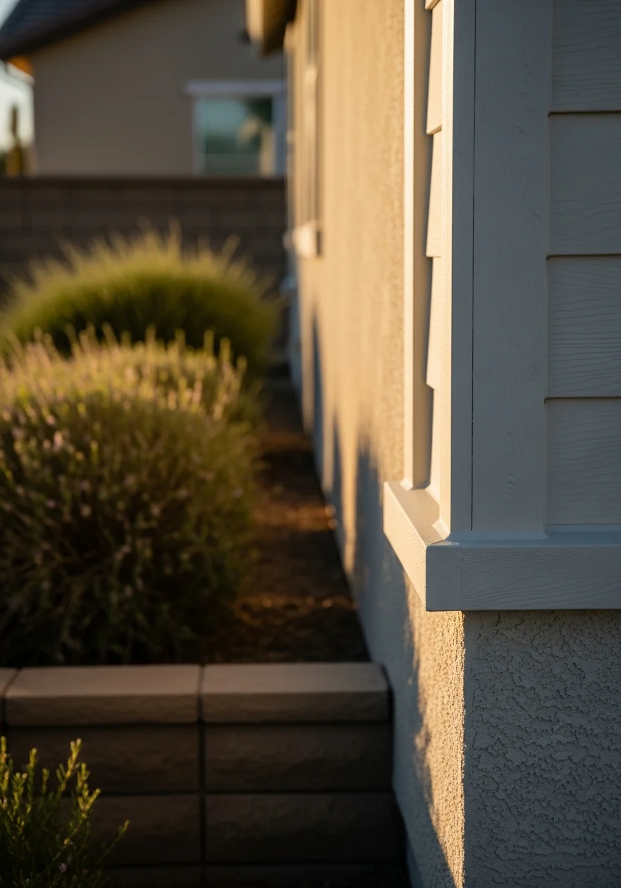 Close-up of a well-maintained Perris home exterior with professional workmanship visible in details.